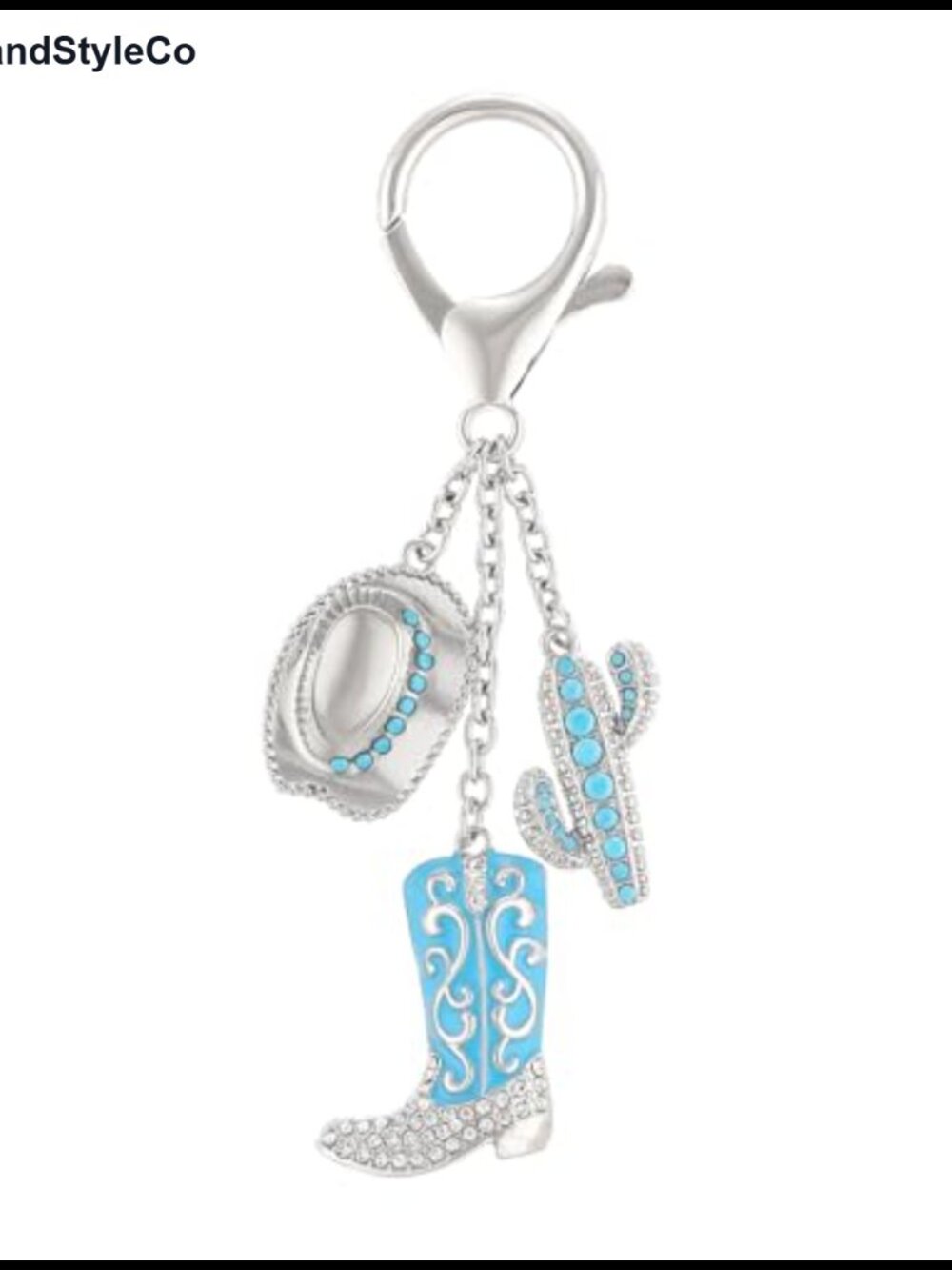 Western Boot Hat Cactus Purse Charm Keychain Bag Accessory Gift for Women